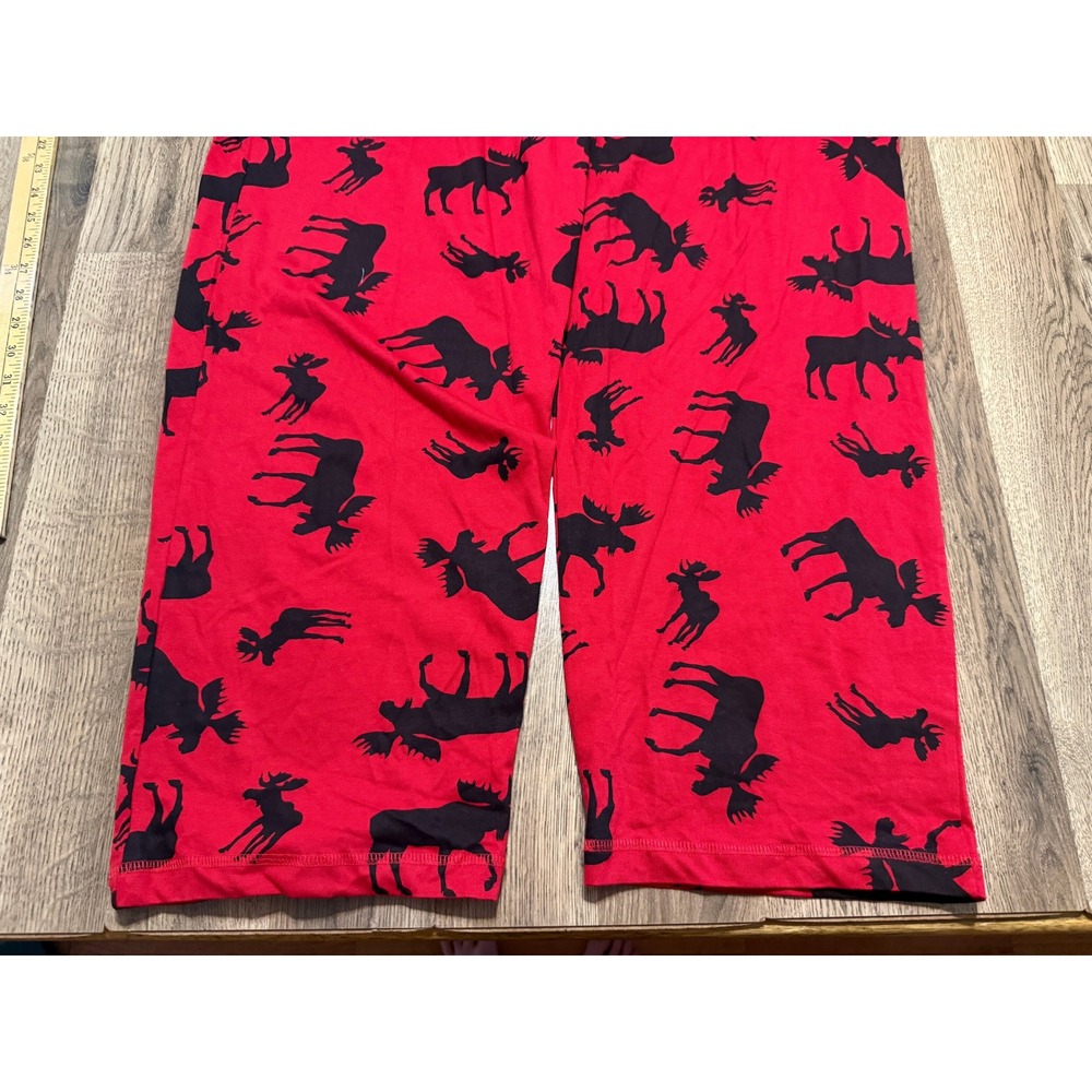 Lazy One PJ Pant Classic Moose Red Unisex Large Red Adult Cotton Elastic NEW - Picture 3 of 12